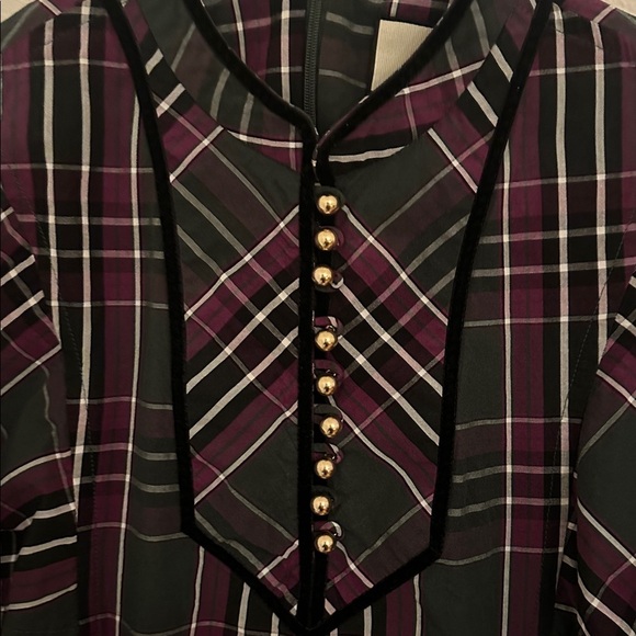 Tuckernuck Aubergine Tartan Indre Dress 3/4 Sleeve Mini Plaid xs - Picture 7 of 14